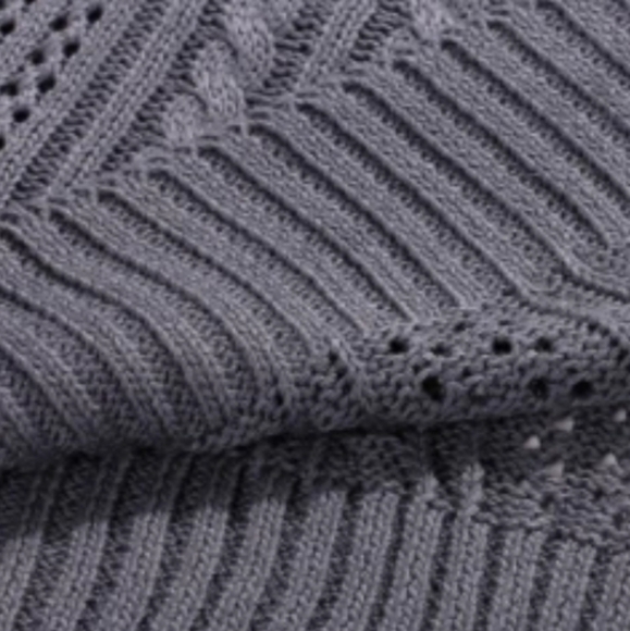 Luvyle Charcoal Gray Wide Neck Off the Shoulder Sweater with Knit Detail Size M - Picture 6 of 8